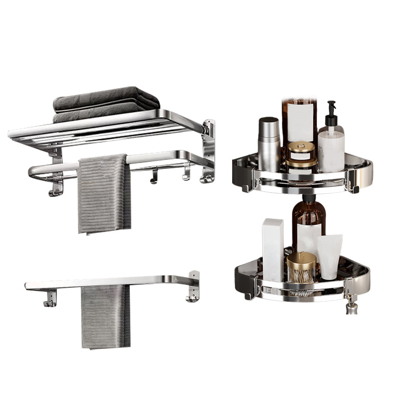 Modern Polished Chrome Bathroom Accessory Set in Stainless Steel