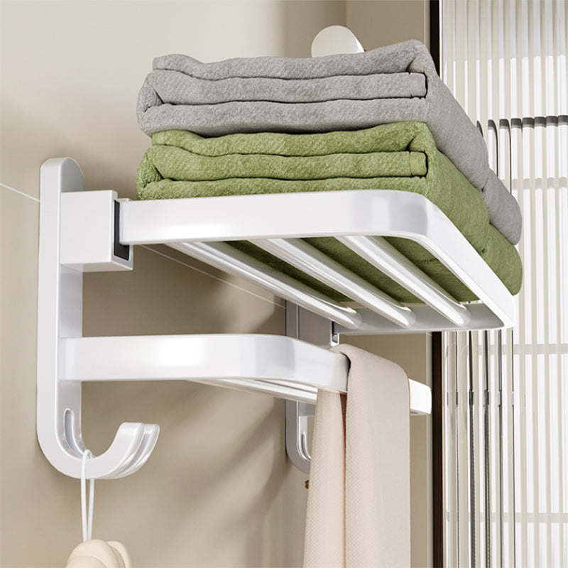 Contemporary Bathroom Hardware Set in White with Bath Shelf/Towel Bar/Paper Holder