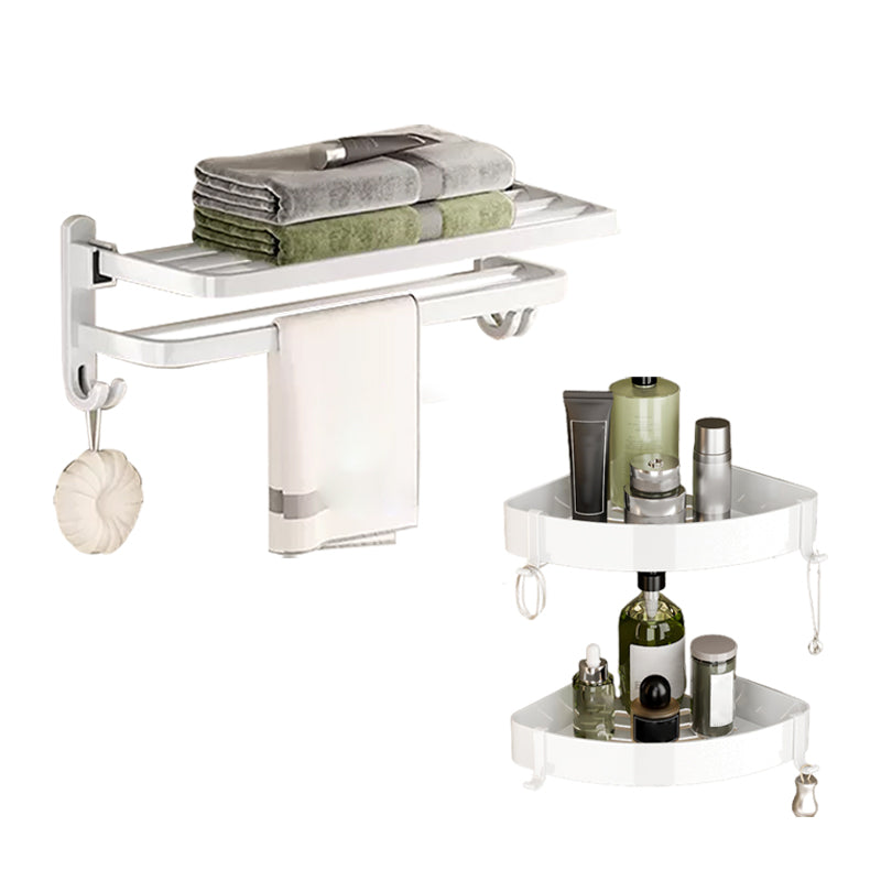 Contemporary Bathroom Hardware Set in White with Bath Shelf/Towel Bar/Paper Holder