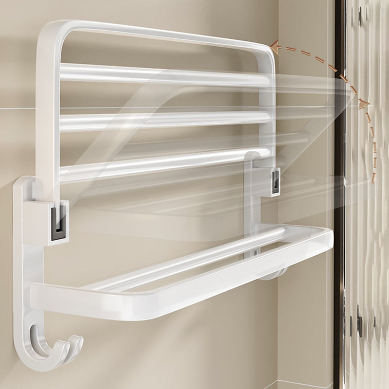 Contemporary Bathroom Hardware Set in White with Bath Shelf/Towel Bar/Paper Holder