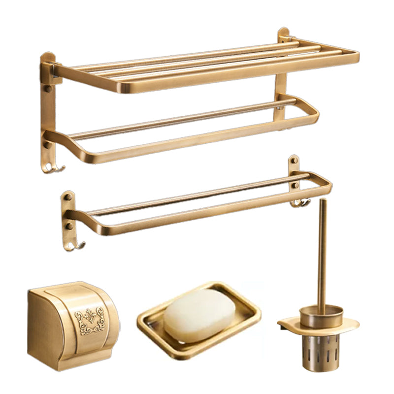 Vintage Bronze Bathroom Accessory Set Brushed Brass Towel Bar/Paper Holder/Bath Shelf