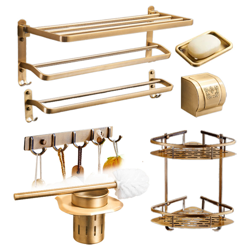 Vintage Bronze Bathroom Accessory Set Brushed Brass Towel Bar/Paper Holder/Bath Shelf