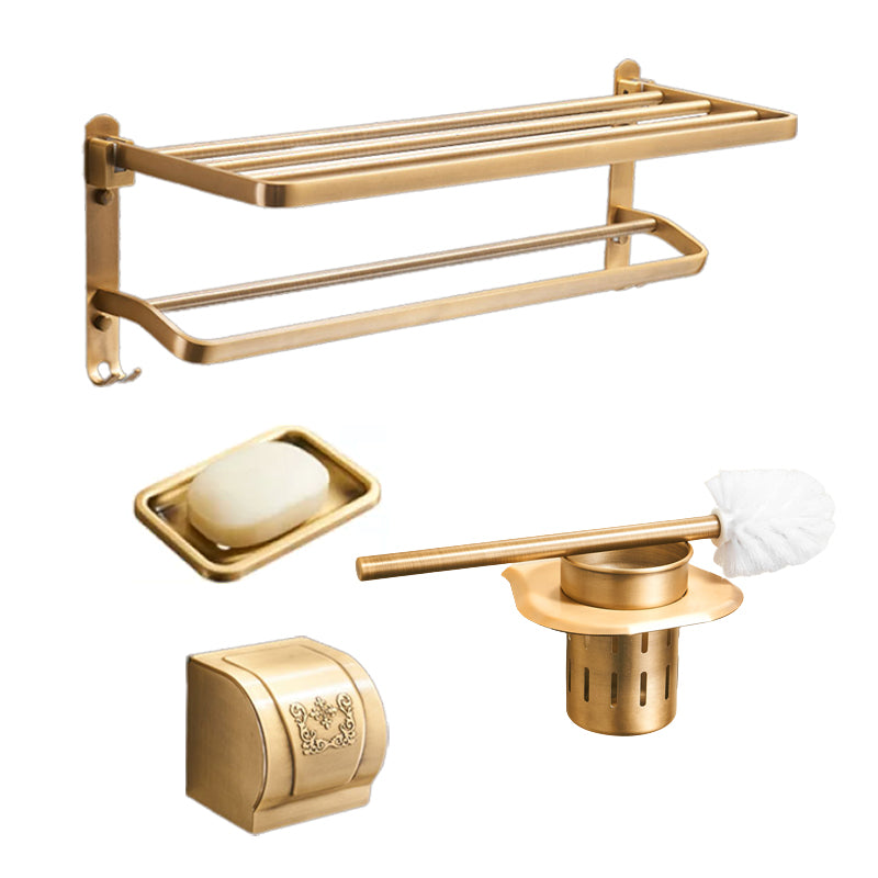 Vintage Bronze Bathroom Accessory Set Brushed Brass Towel Bar/Paper Holder/Bath Shelf