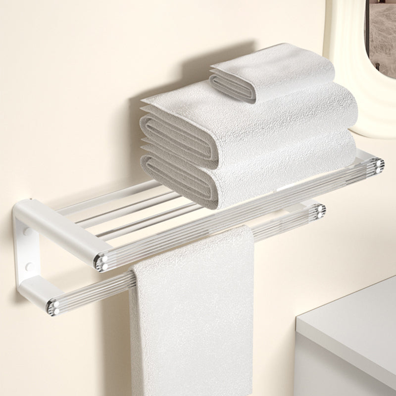 White Bathroom Accessory Set Metal & Acrylic Bathroom Set with Bath Shelf/Robe Hooks