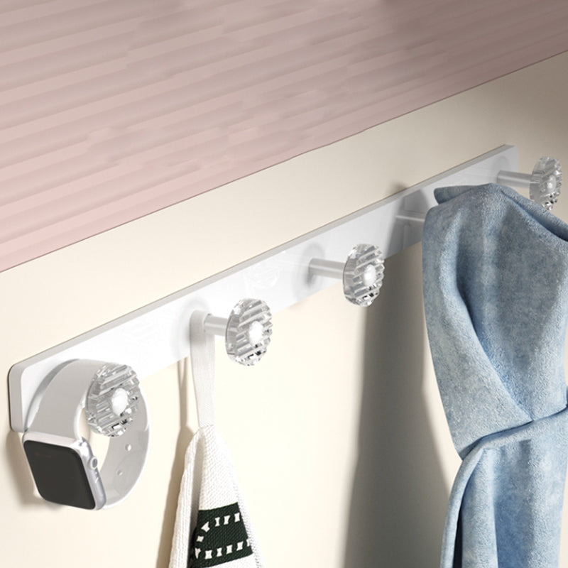 White Bathroom Accessory Set Metal & Acrylic Bathroom Set with Bath Shelf/Robe Hooks