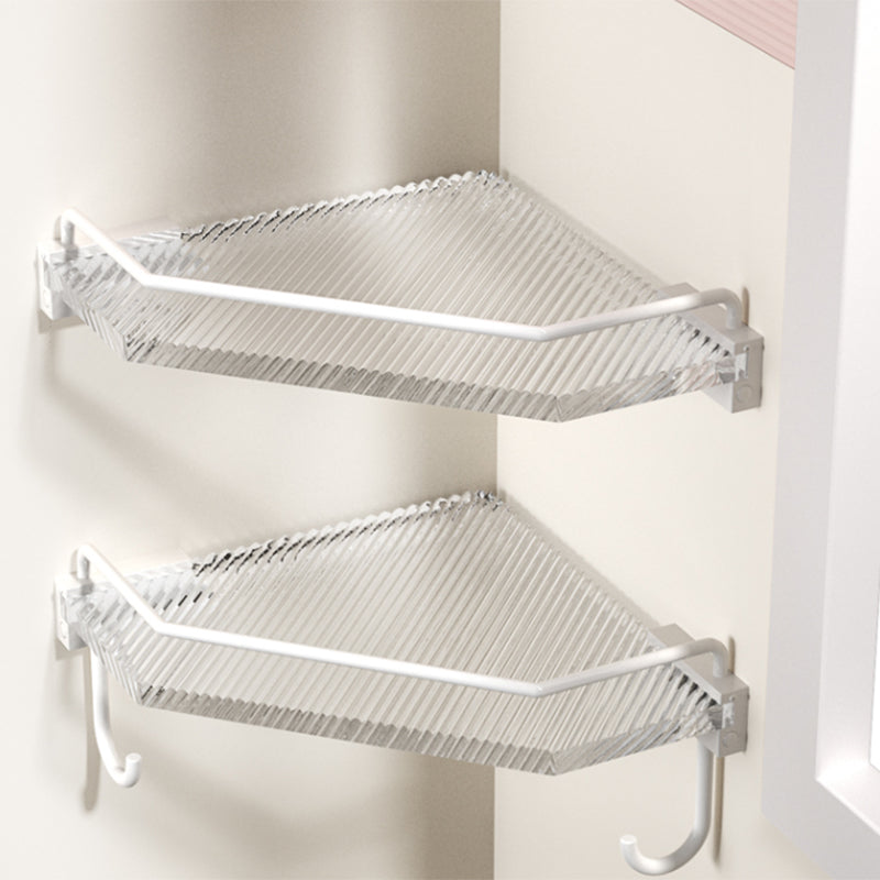 White Bathroom Accessory Set Metal & Acrylic Bathroom Set with Bath Shelf/Robe Hooks