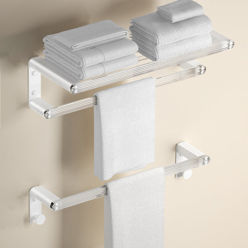 White Bathroom Accessory Set Metal & Acrylic Bathroom Set with Bath Shelf/Robe Hooks