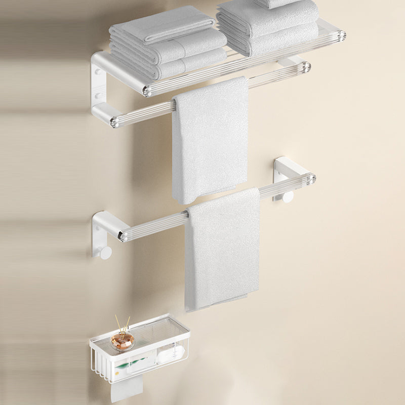 White Bathroom Accessory Set Metal & Acrylic Bathroom Set with Bath Shelf/Robe Hooks