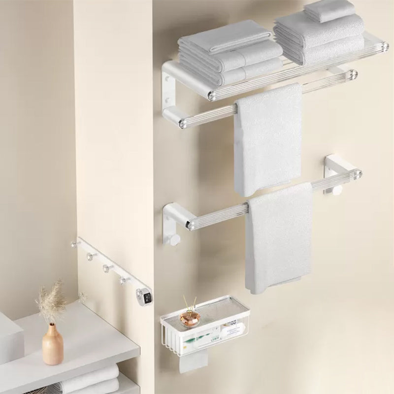 White Bathroom Accessory Set Metal & Acrylic Bathroom Set with Bath Shelf/Robe Hooks