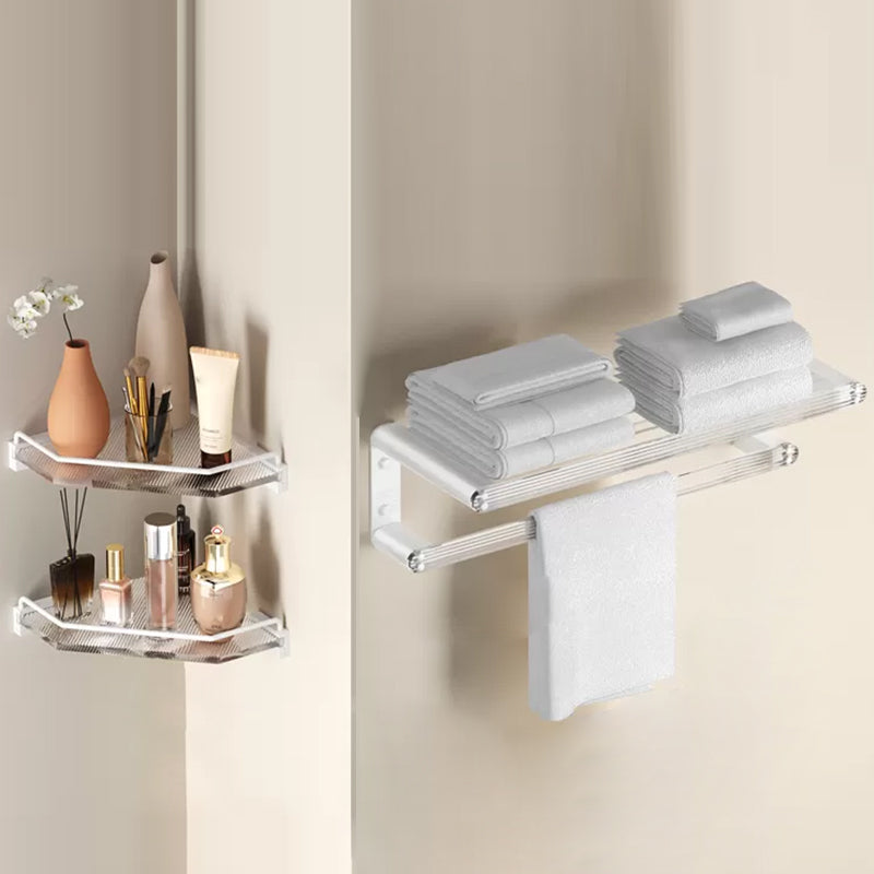 White Bathroom Accessory Set Metal & Acrylic Bathroom Set with Bath Shelf/Robe Hooks