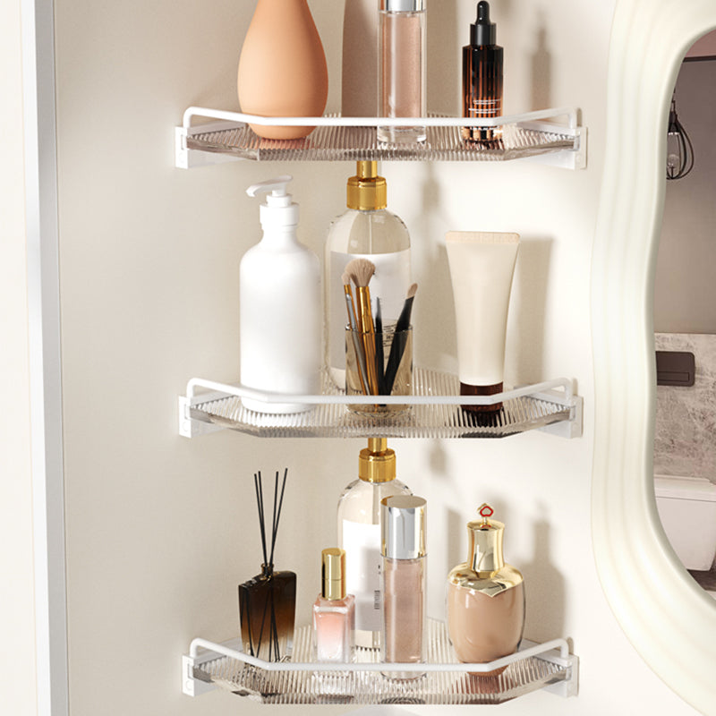 White Metal & Acrylic Bathroom Accessory as Individual or as a Set with Bath Shelf