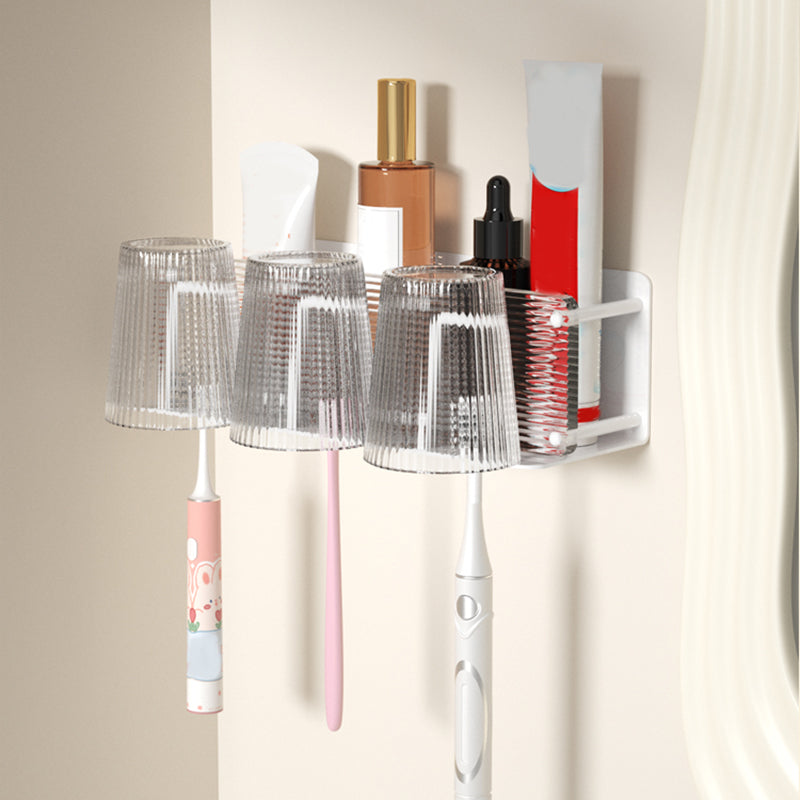 White Metal & Acrylic Bathroom Accessory as Individual or as a Set with Bath Shelf