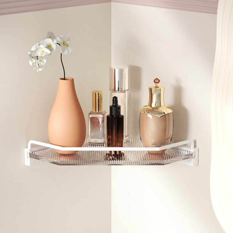 White Metal & Acrylic Bathroom Accessory as Individual or as a Set with Bath Shelf