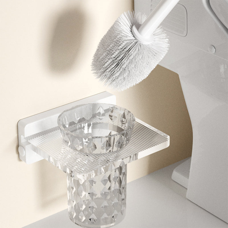 White Metal & Acrylic Bathroom Accessory as Individual or as a Set with Bath Shelf