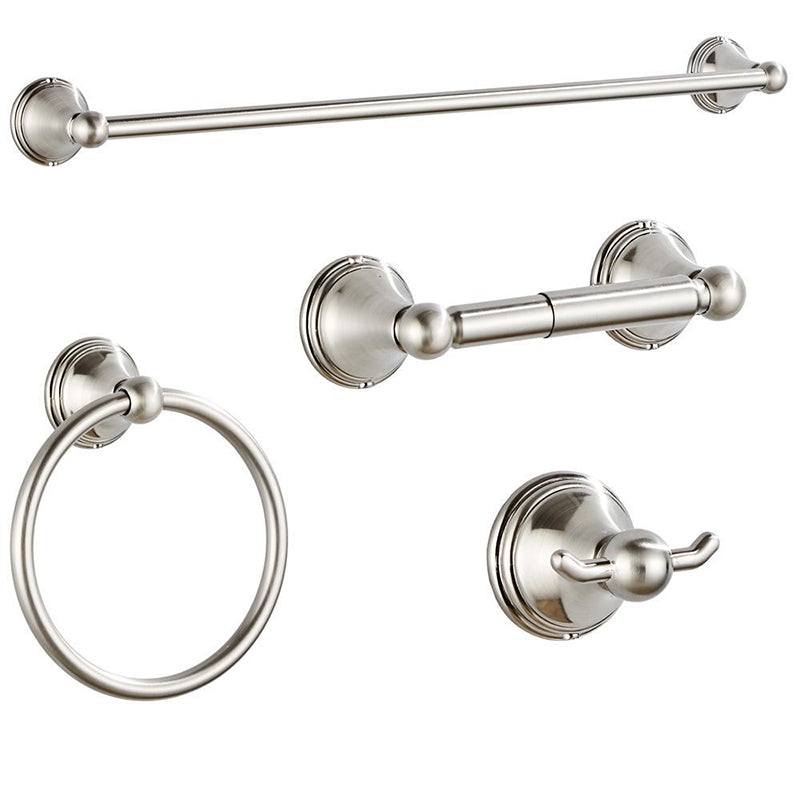 4- Piece Bathroom Accessory Set with Towel Bar& Ring /Robe Hooks/Paper Holder