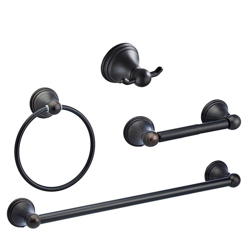 4- Piece Bathroom Accessory Set with Towel Bar& Ring /Robe Hooks/Paper Holder