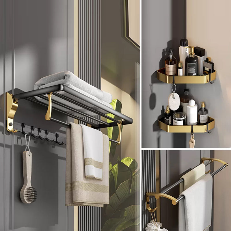 Contemporary Stainless Bathroom Accessory As Individual Or As a Set in Black and Gold