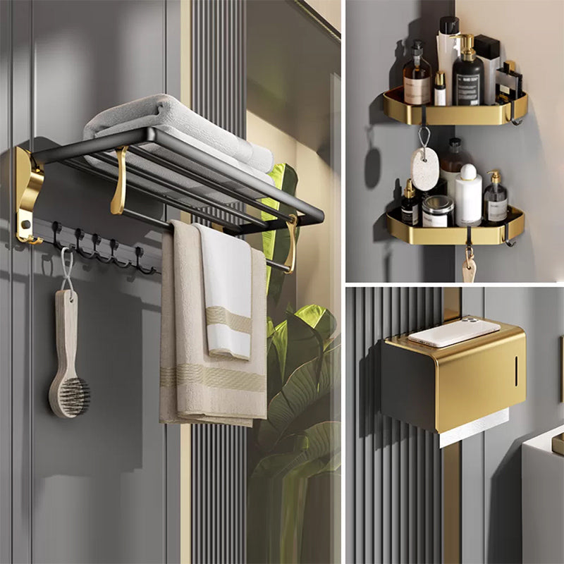 Contemporary Stainless Bathroom Accessory As Individual Or As a Set in Black and Gold