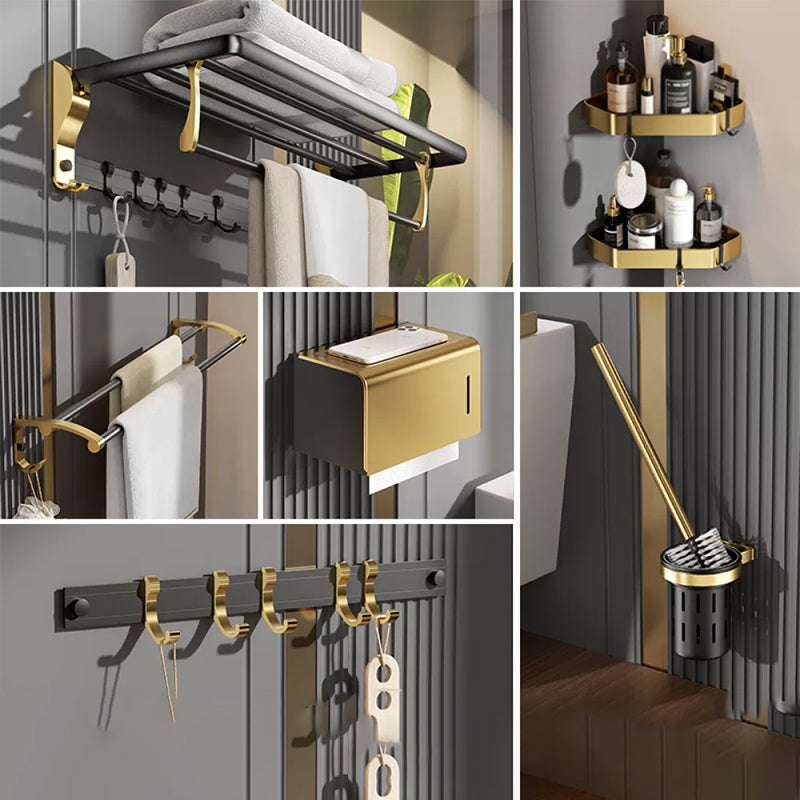 Contemporary Stainless Bathroom Accessory As Individual Or As a Set in Black and Gold