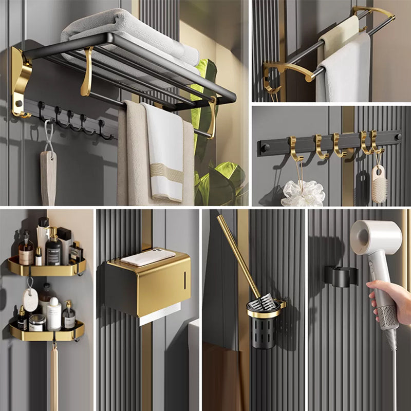 Contemporary Stainless Bathroom Accessory As Individual Or As a Set in Black and Gold