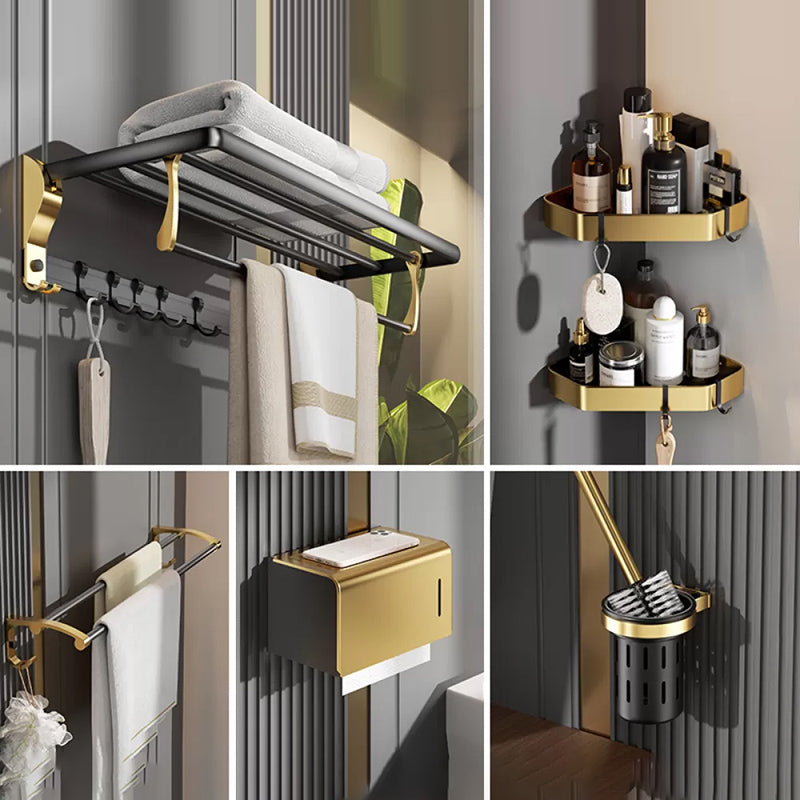 Contemporary Stainless Bathroom Accessory As Individual Or As a Set in Black and Gold