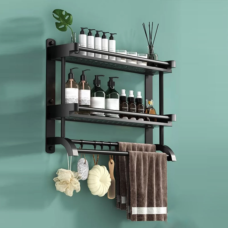 Modern Black Bathroom Accessory Stainless Steel Hardware Set Bath Shelf