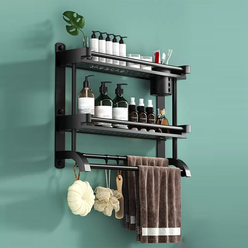 Modern Black Bathroom Accessory Stainless Steel Hardware Set Bath Shelf