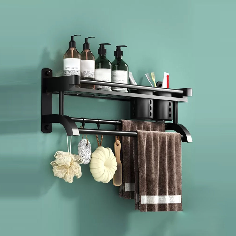 Modern Black Bathroom Accessory Stainless Steel Hardware Set Bath Shelf