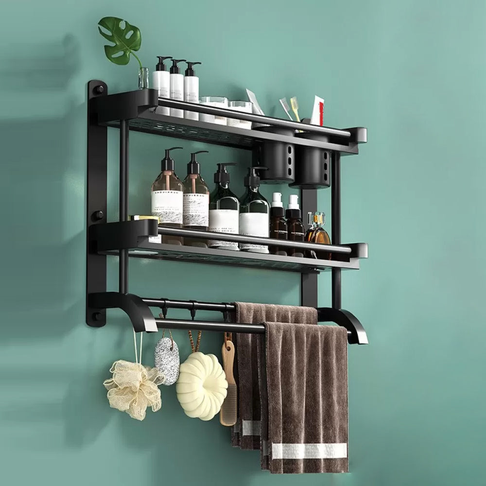 Modern Black Bathroom Accessory Stainless Steel Hardware Set Bath Shelf