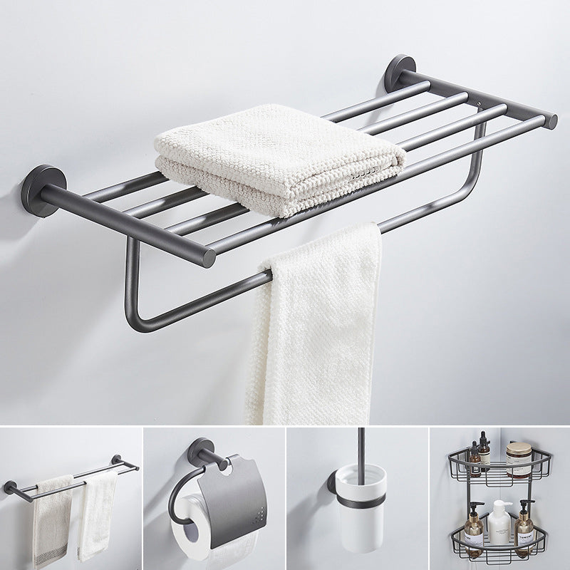 Traditional Gray Brass Bath Hardware Set Towel Bar Bathroom Hardware Set