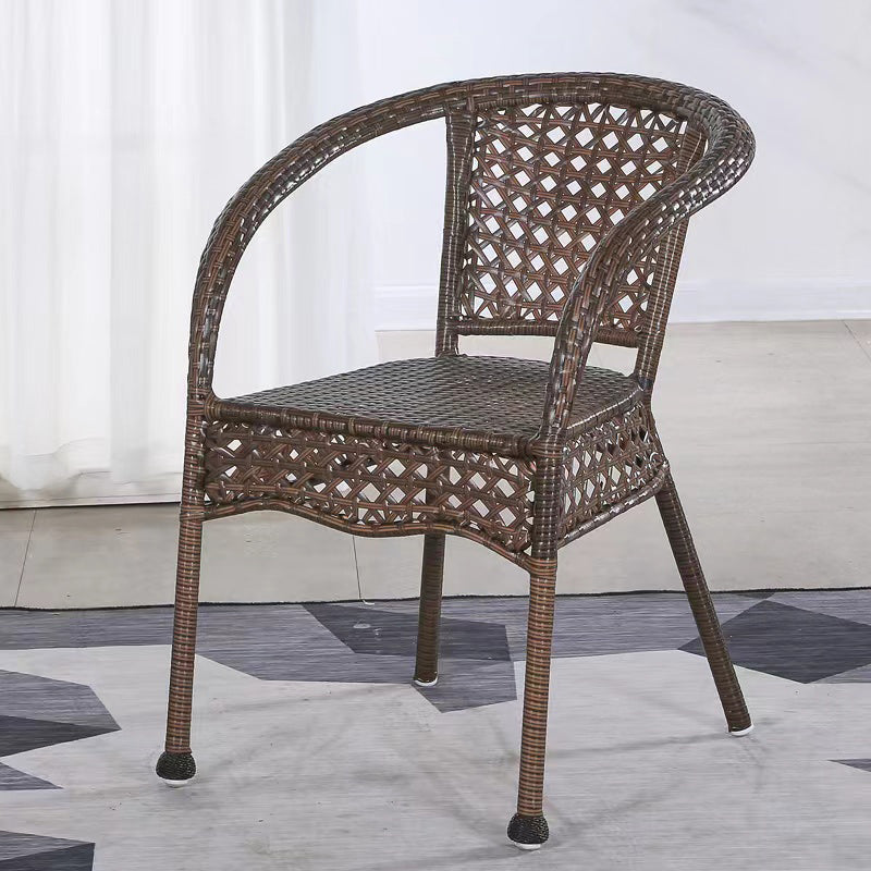 Tropical Dark Brown Indoor/ Outdoor Arm Chair in Faux Rattan