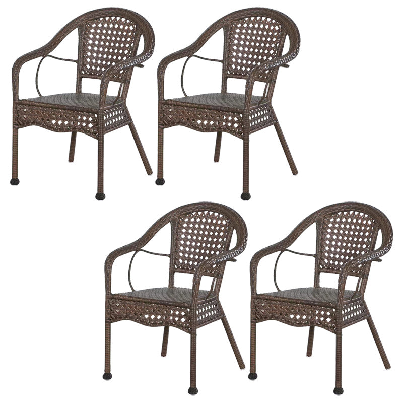 Tropical Dark Brown Indoor/ Outdoor Arm Chair in Faux Rattan