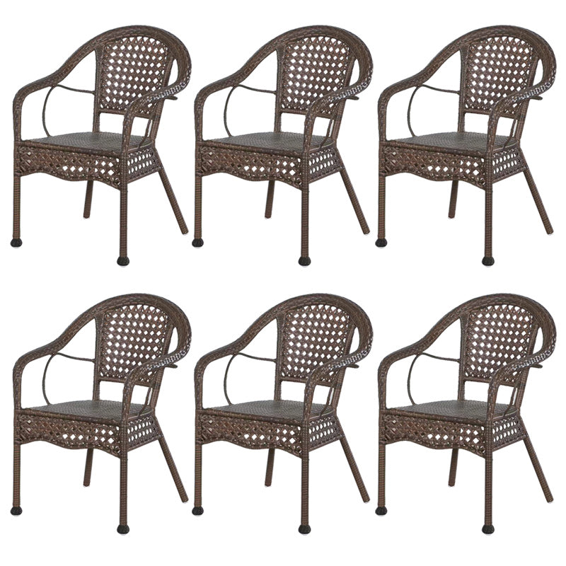 Tropical Dark Brown Indoor/ Outdoor Arm Chair in Faux Rattan