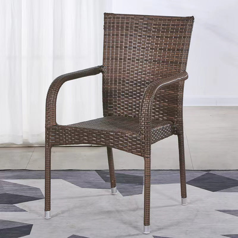 Tropical Dark Brown Indoor/ Outdoor Arm Chair in Faux Rattan