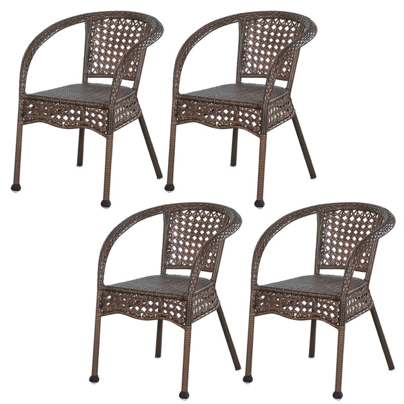 Tropical Dark Brown Indoor/ Outdoor Arm Chair in Faux Rattan