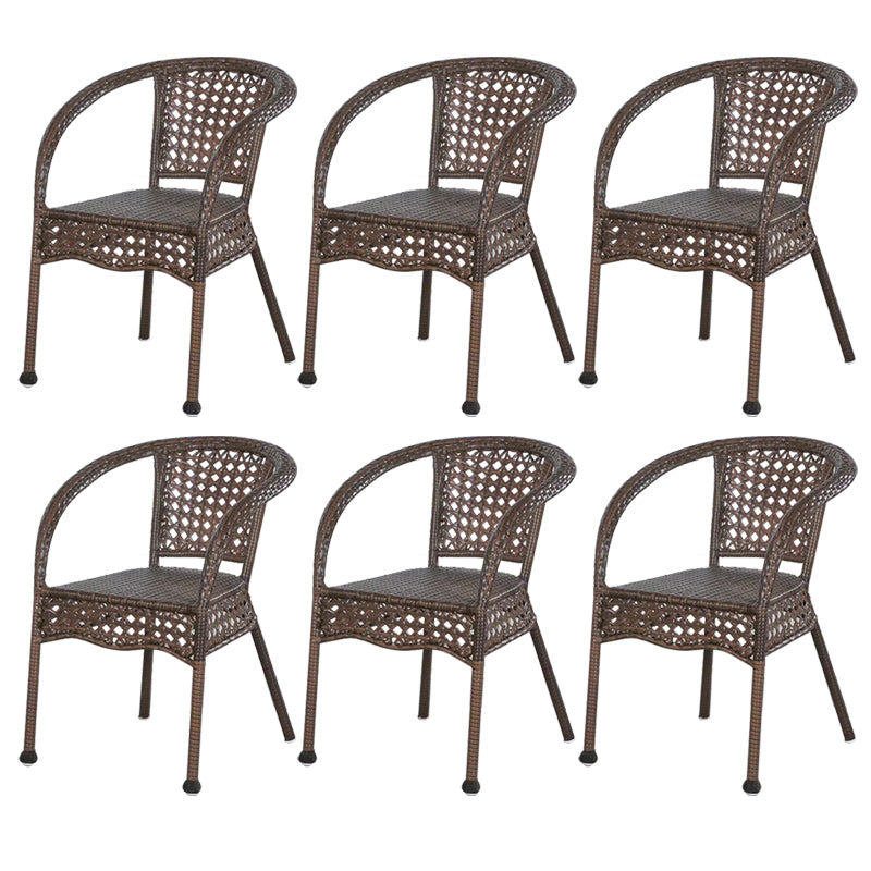 Tropical Dark Brown Indoor/ Outdoor Arm Chair in Faux Rattan