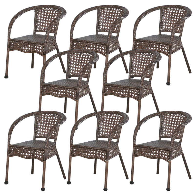 Tropical Dark Brown Indoor/ Outdoor Arm Chair in Faux Rattan