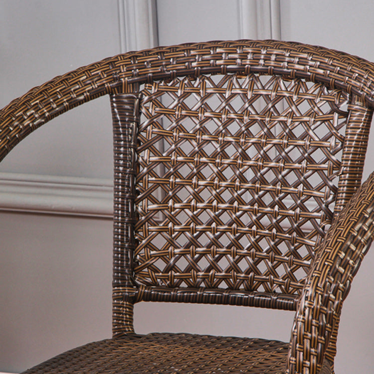 Tropical Dark Brown Indoor/ Outdoor Arm Chair in Faux Rattan