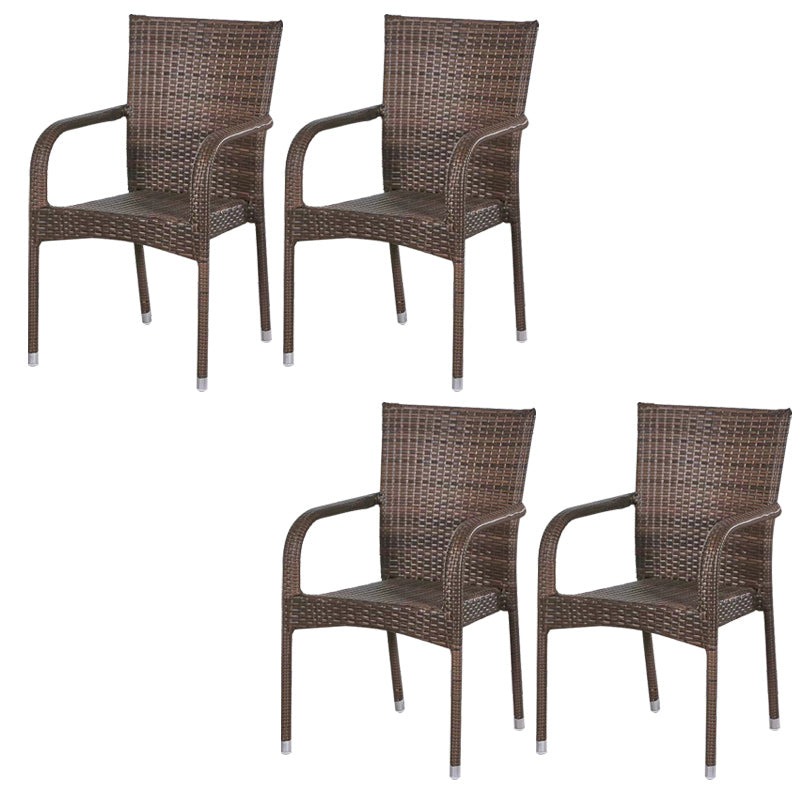 Tropical Dark Brown Indoor/ Outdoor Arm Chair in Faux Rattan