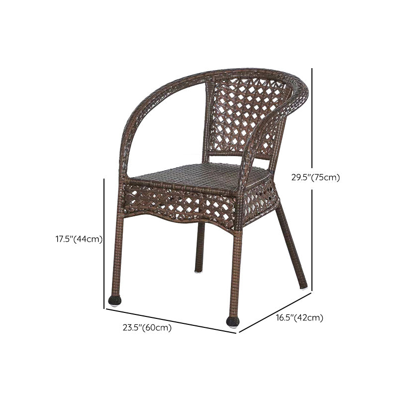 Tropical Dark Brown Indoor/ Outdoor Arm Chair in Faux Rattan