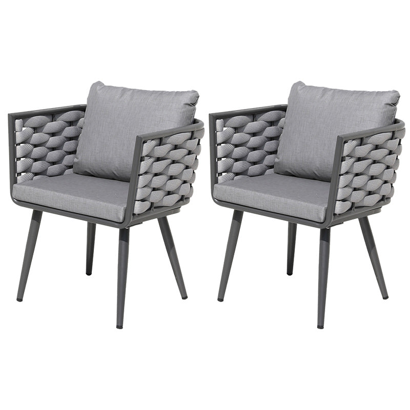 Industrial Patio Arm Chair in Aluminum with Water Repellent Finish Cushion