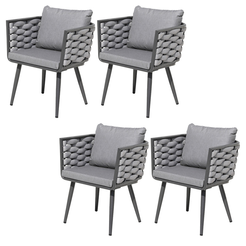 Industrial Patio Arm Chair in Aluminum with Water Repellent Finish Cushion