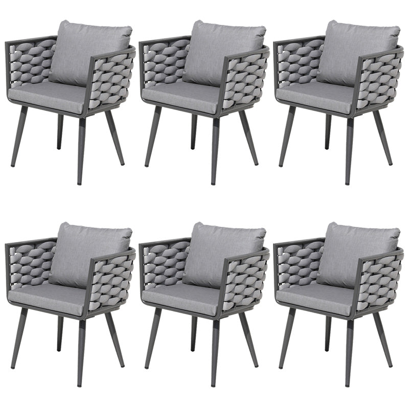 Industrial Patio Arm Chair in Aluminum with Water Repellent Finish Cushion