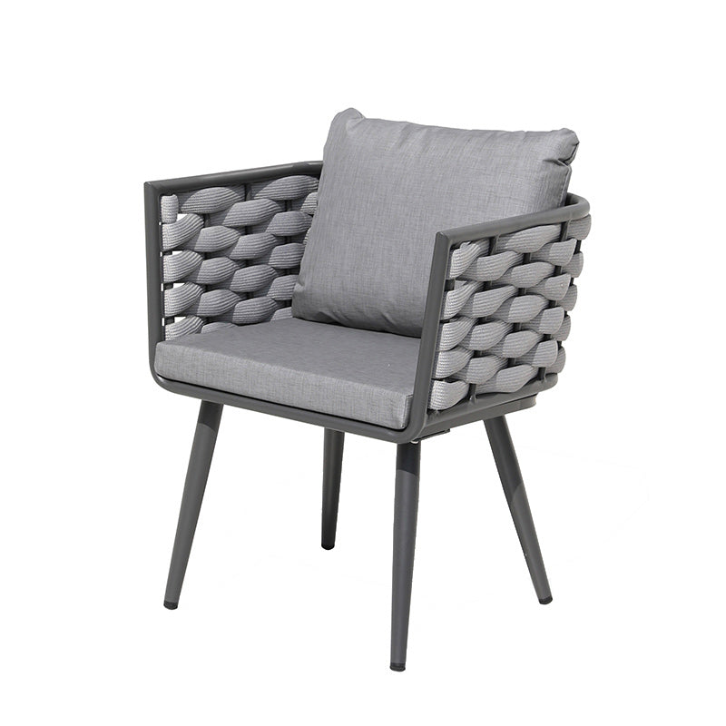 Industrial Patio Arm Chair in Aluminum with Water Repellent Finish Cushion