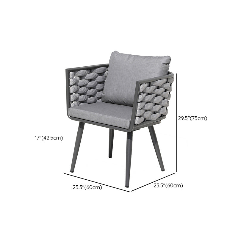 Industrial Patio Arm Chair in Aluminum with Water Repellent Finish Cushion
