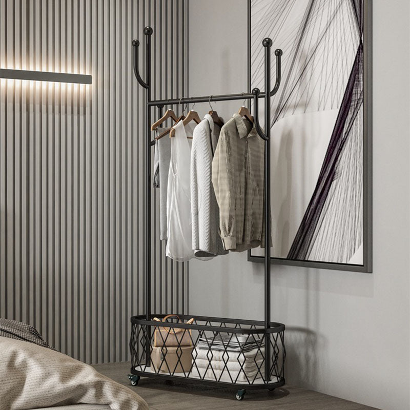 Metal Entrance Coat Rack Modern Minimalist Home Floor Coat Hanger with Pulleys