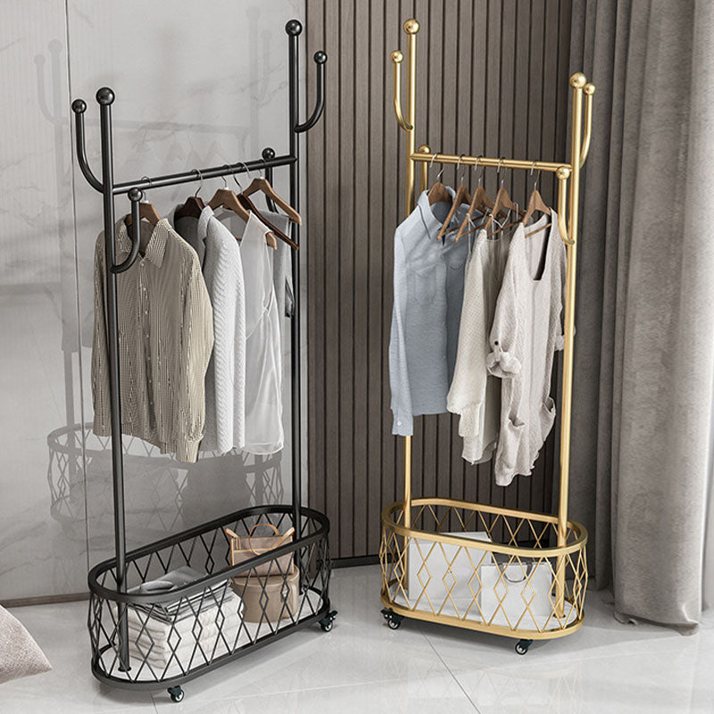 Metal Entrance Coat Rack Modern Minimalist Home Floor Coat Hanger with Pulleys