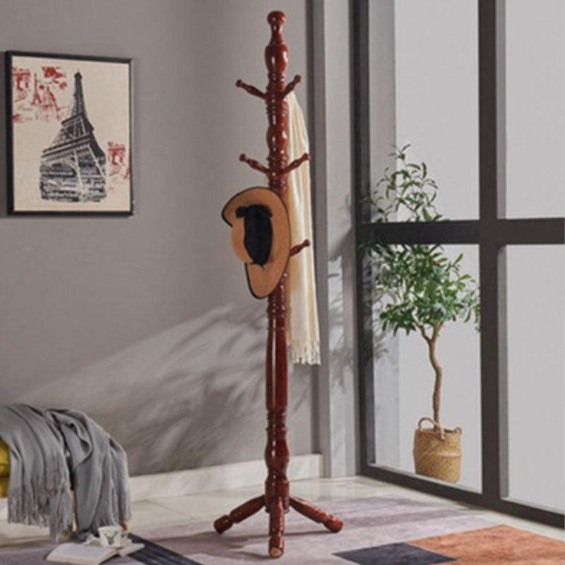 Solid Wood Entrance Coat Rack Traditional Style Simple Home Floor Coat Hanger