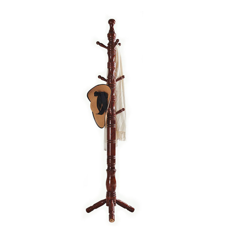 Solid Wood Entrance Coat Rack Traditional Style Simple Home Floor Coat Hanger