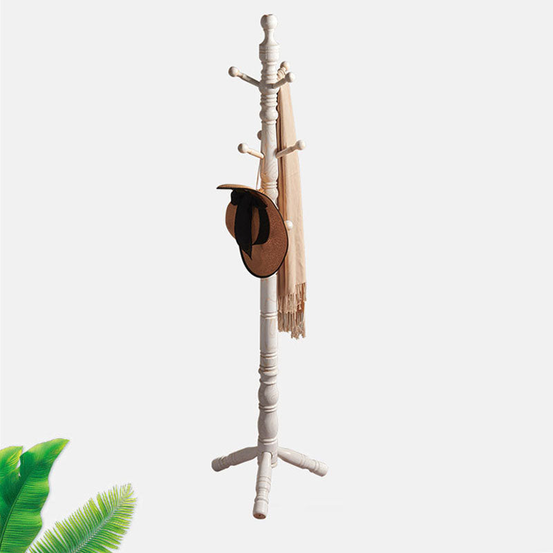 Solid Wood Entrance Coat Rack Traditional Style Simple Home Floor Coat Hanger